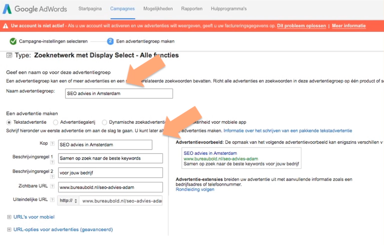adwords campagne maken
