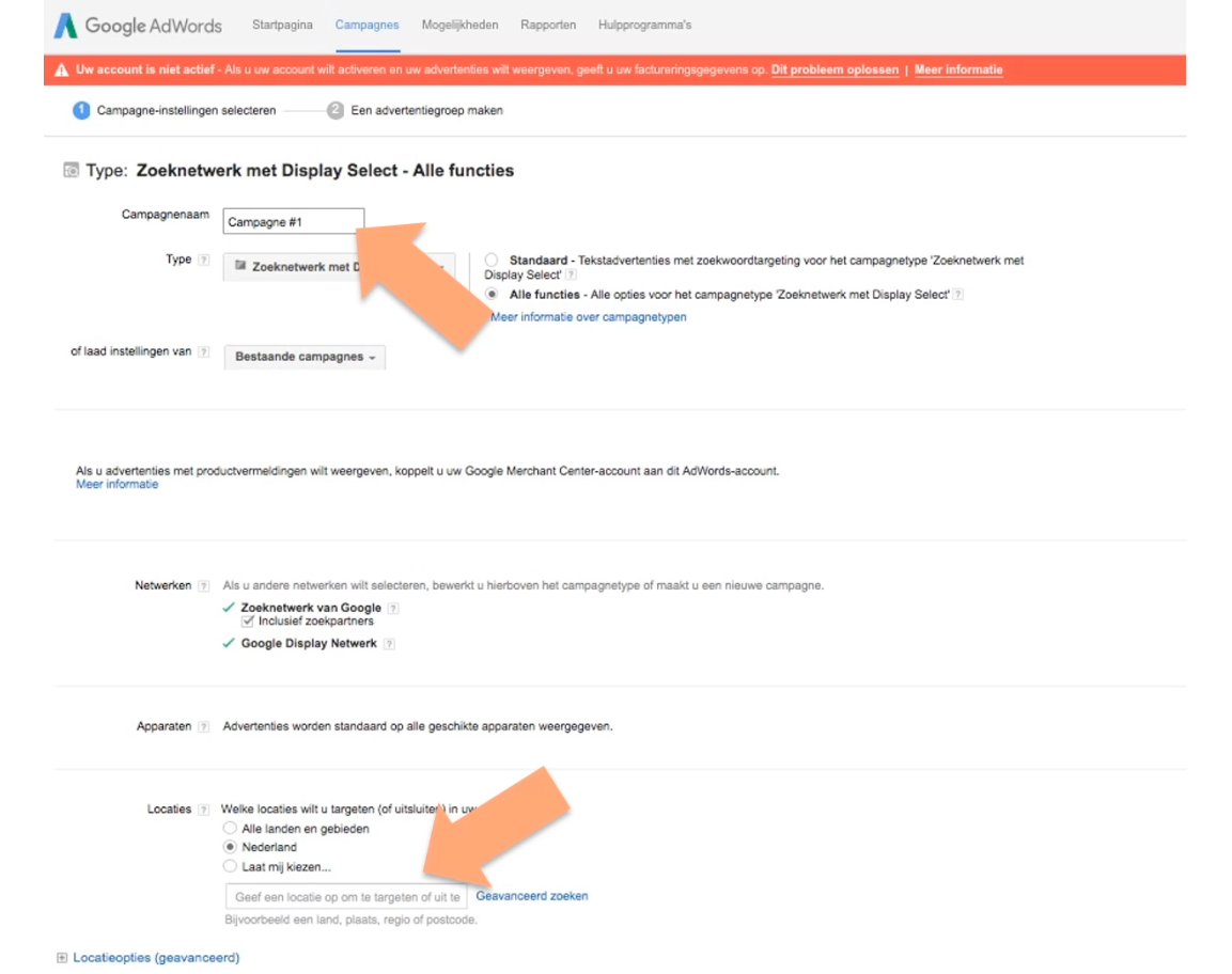adwords campagne maken