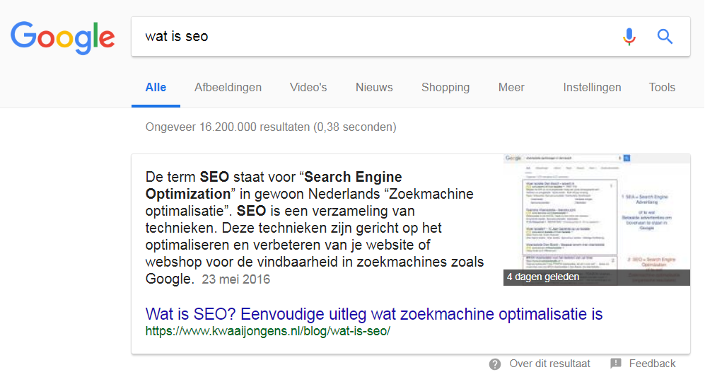 google featured snippet
