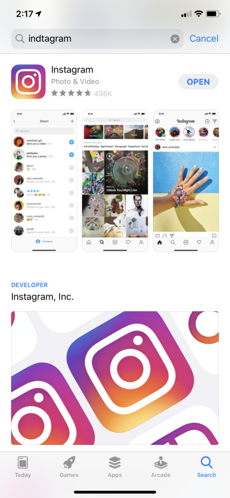Instagram aanmelden App Store