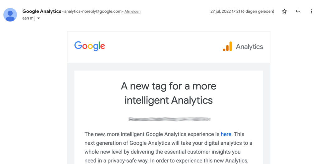 nieuwe google analytics